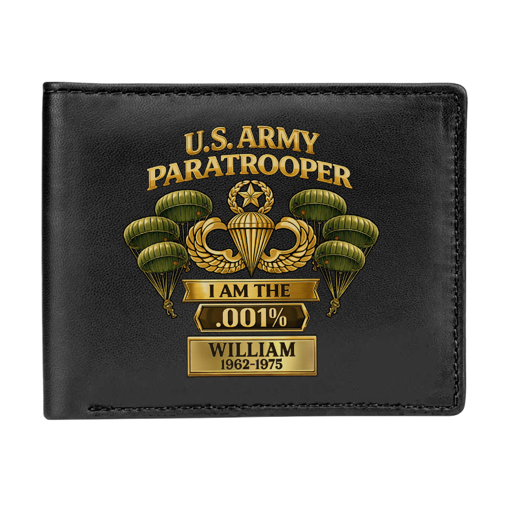 Personalizable Army Paratrooper I'm The .001% Leather Wallet
