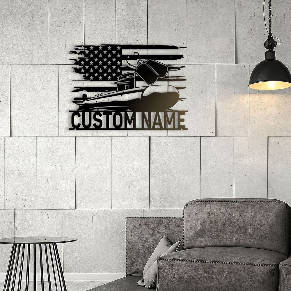Personalized Navy Submarine Metal Sign Wall Art