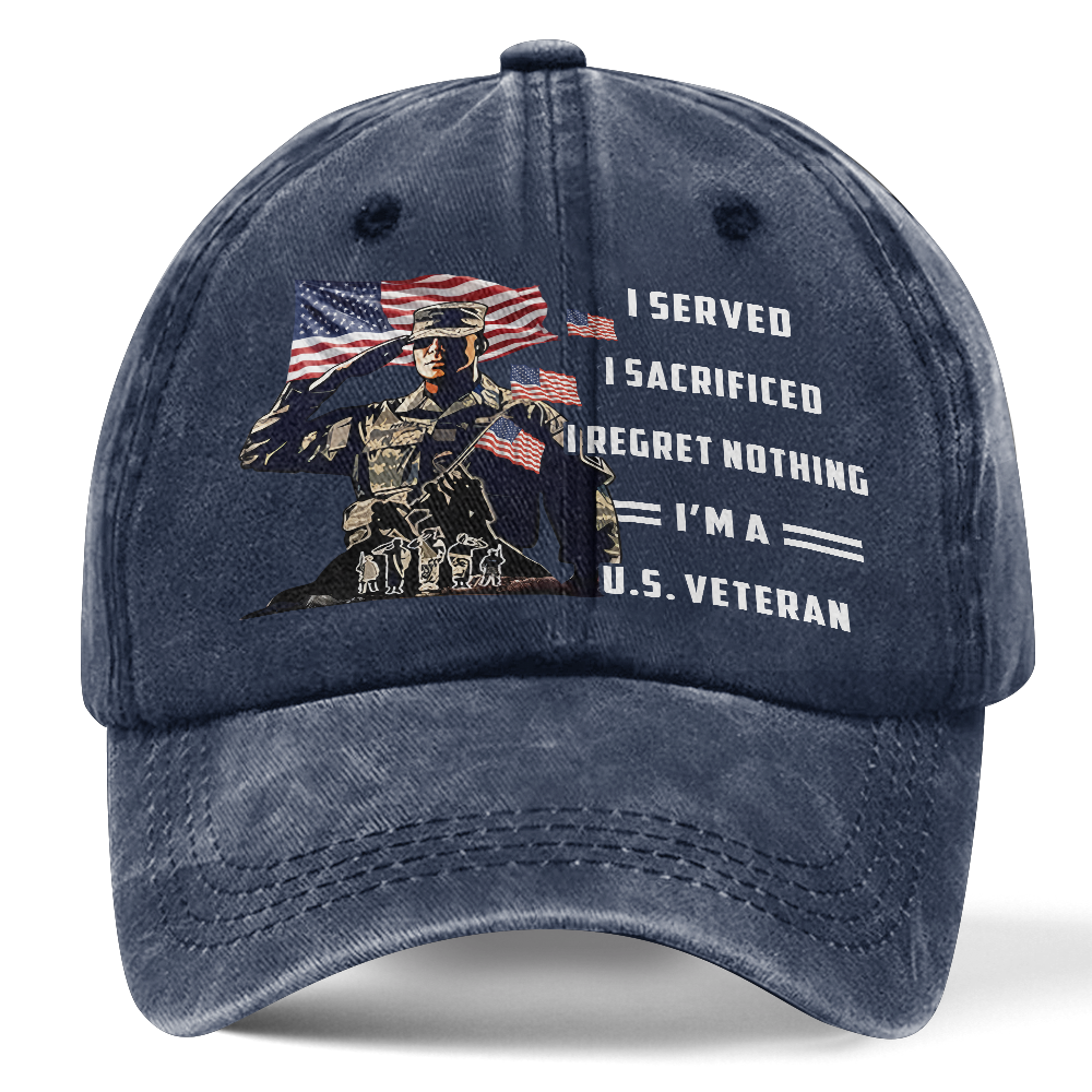 Personalizable I Served I Sacrificed I'm A Veteran Washed Cap