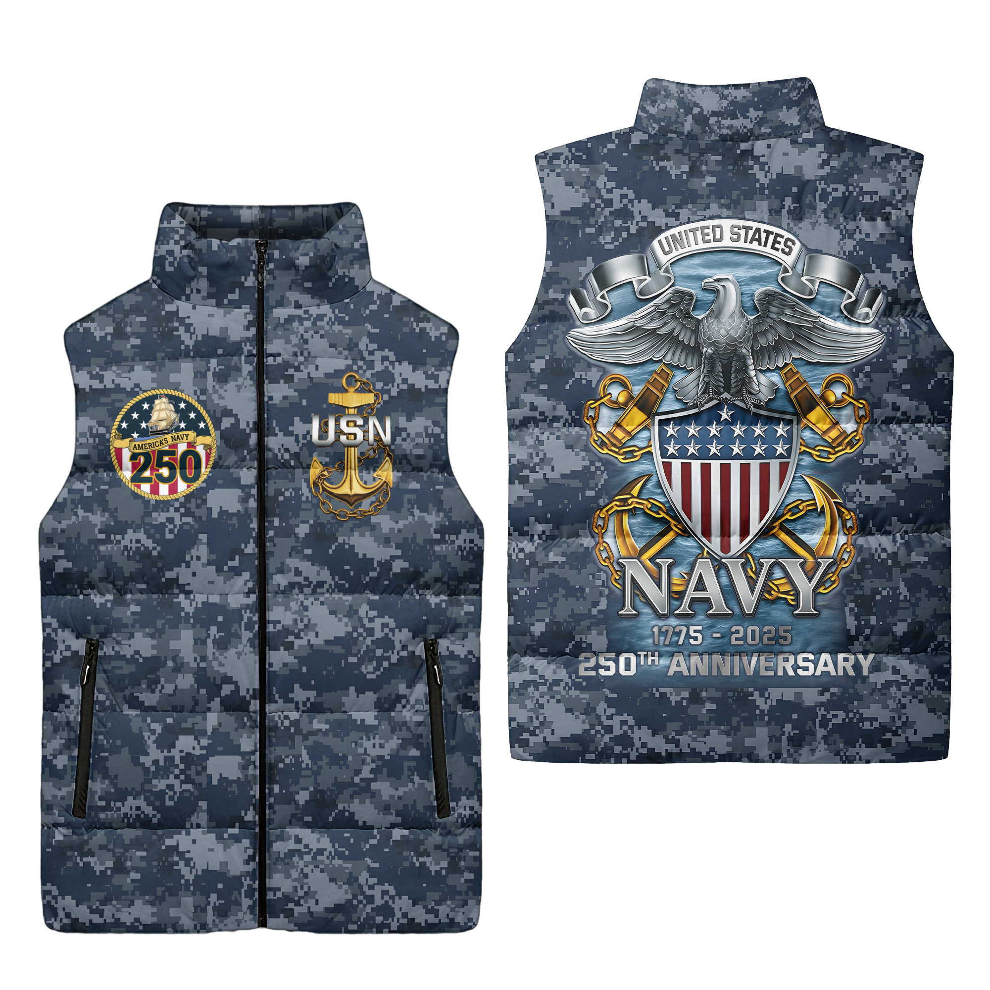 Navy 250th Anniversary Puffer Vest