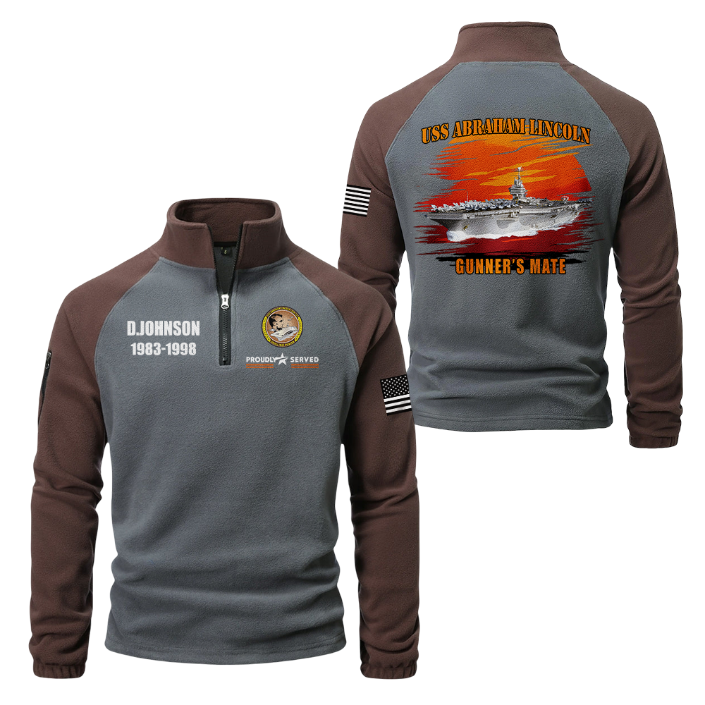 Personalizable Navy Ship Half-Zip Raglan Sweatshirt