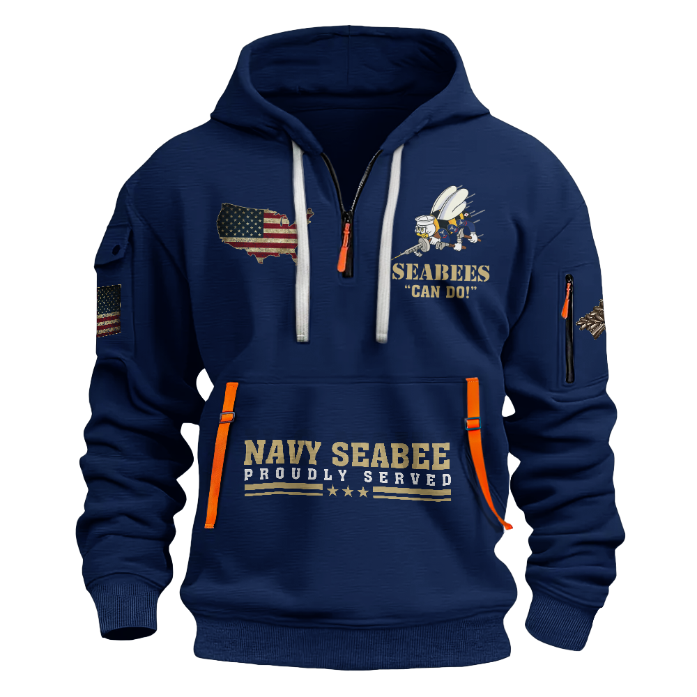 I Am A Navy Seabee Veteran Quarter Zip Hoodie