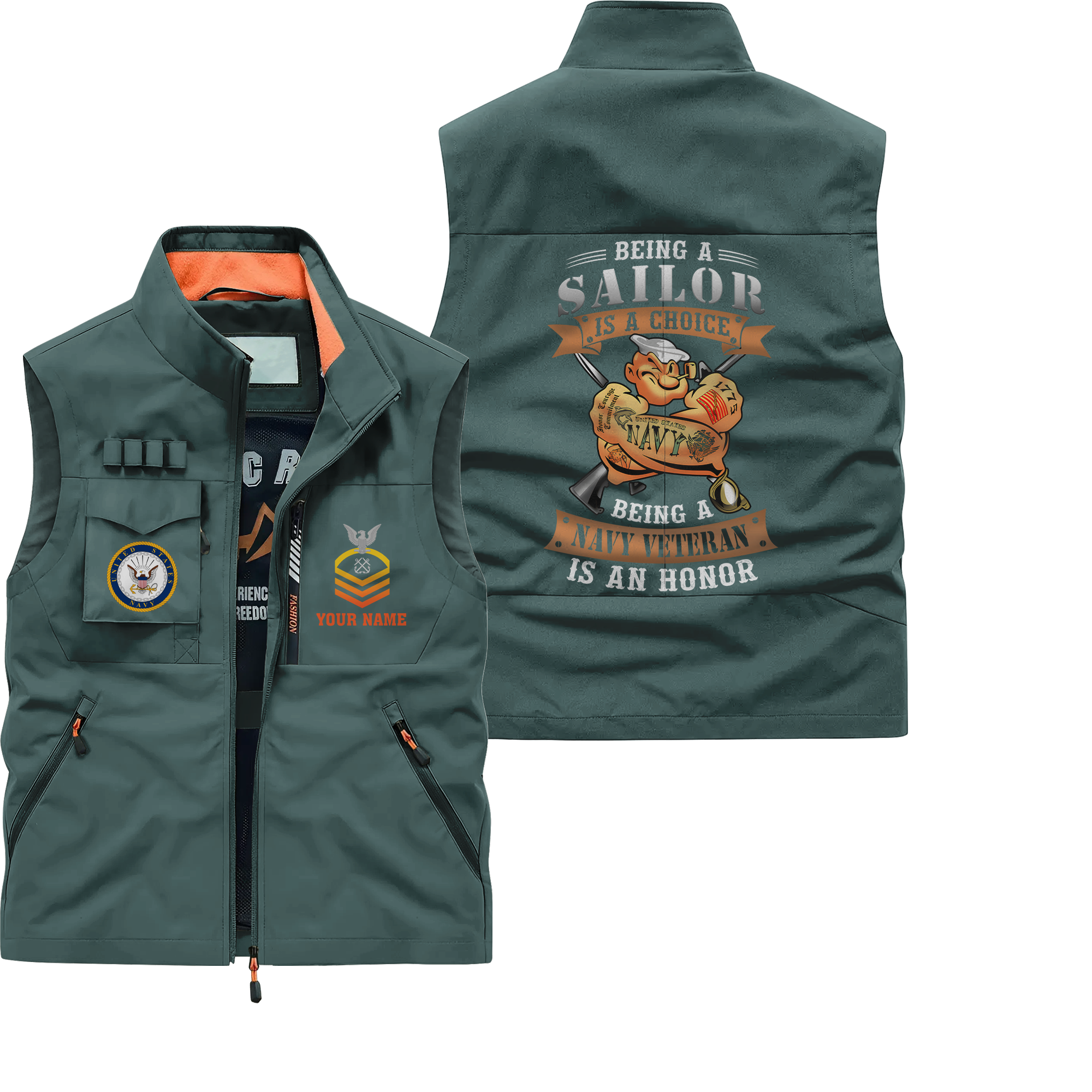 Personalizable Being A Navy Veteran Is An Honor Pocket Vest