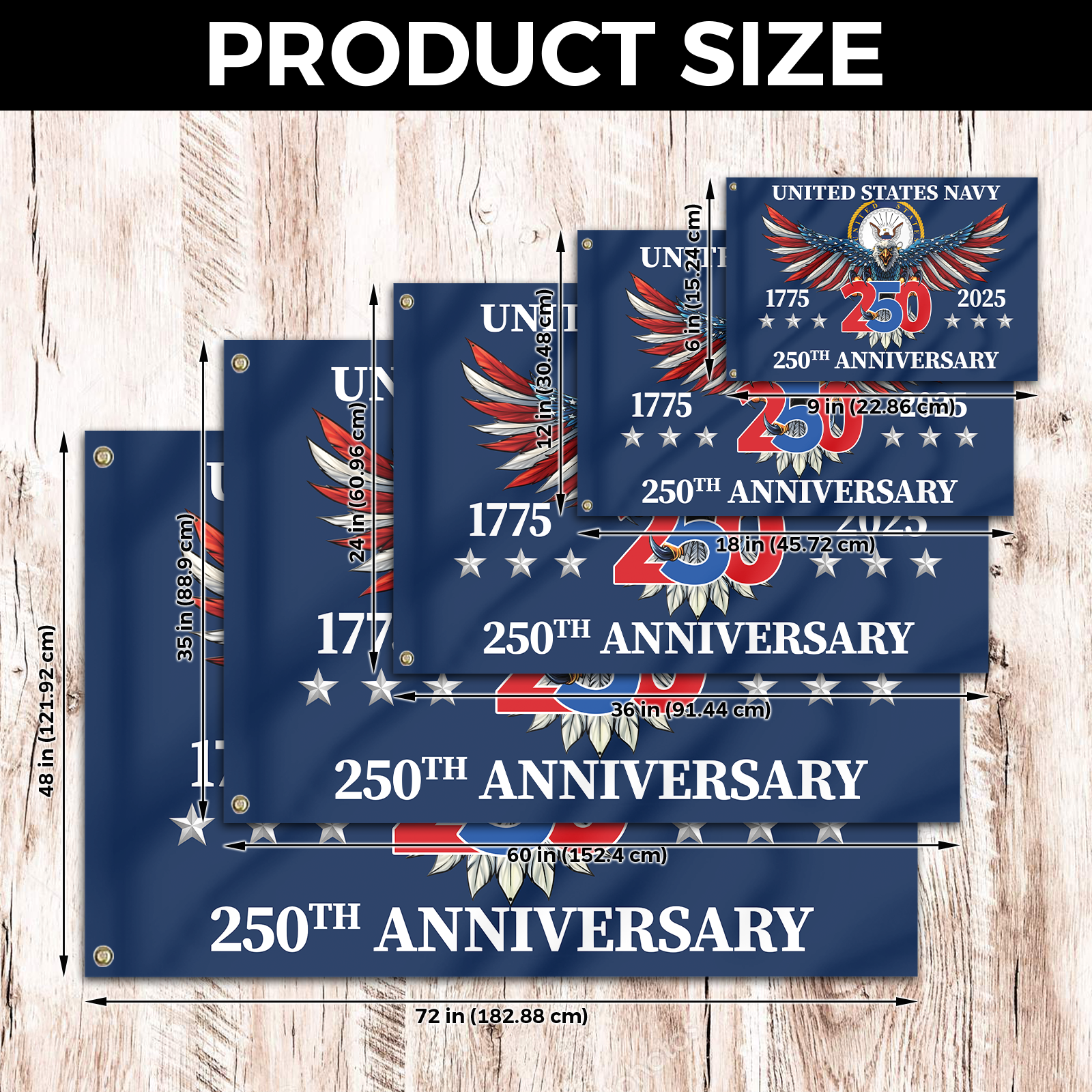 Navy 250th Anniversary House Flag