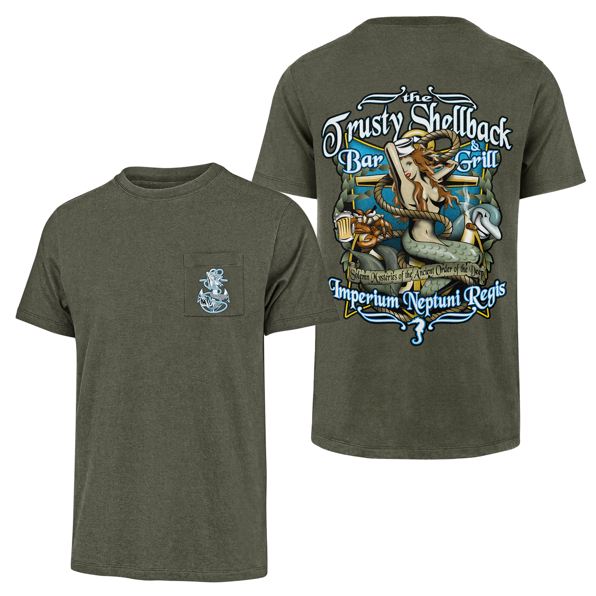 Trusty Shellback Imperium Neptuni Regis Double Sided Pocket T-shirt