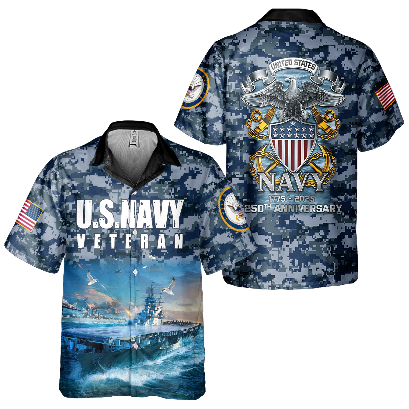 Navy 250th Anniversary Cuban Shirt