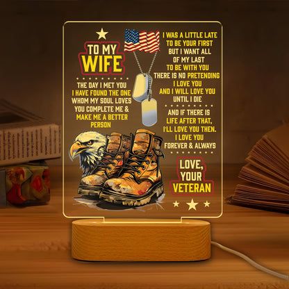 Veteran's Wife To My Wife - 3D LED LAMP