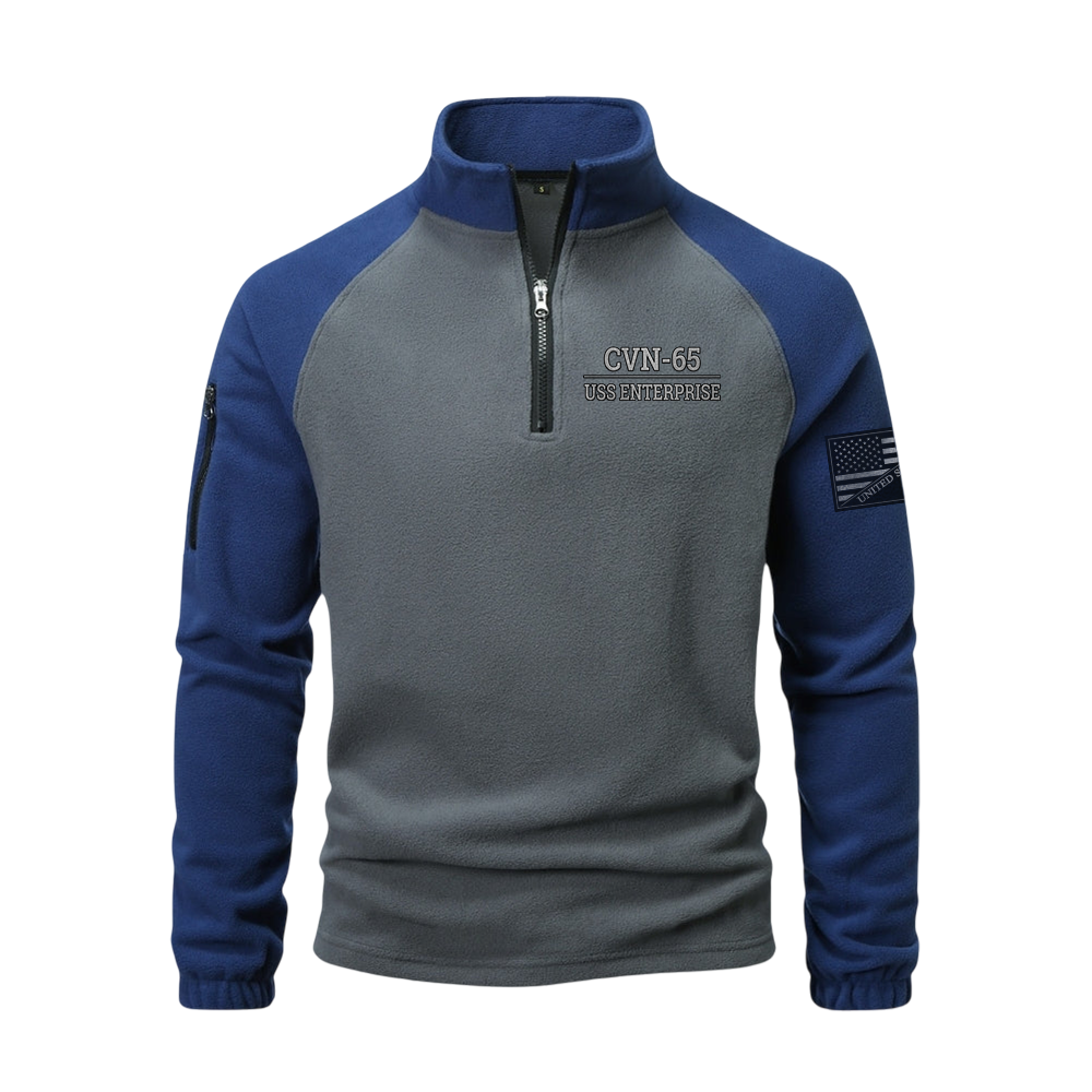 Personalizable Navy Proudly Served Half-Zip Raglan Sweatshirt