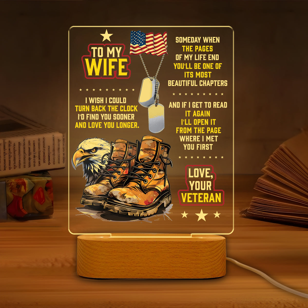 Veteran's Wife To My Wife - 3D LED LAMP