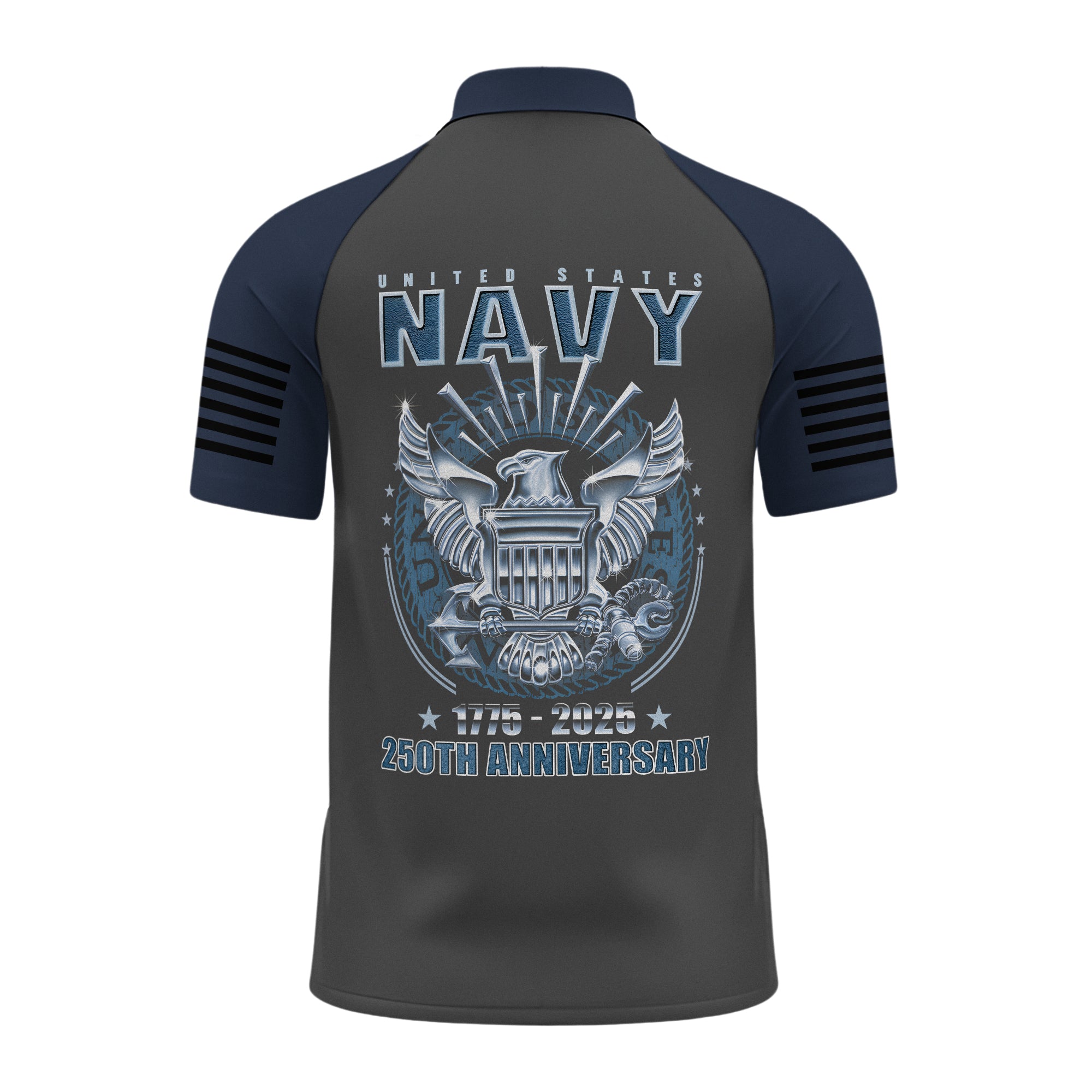 Navy 250th Anniversary Raglan Zip Polo Shirt