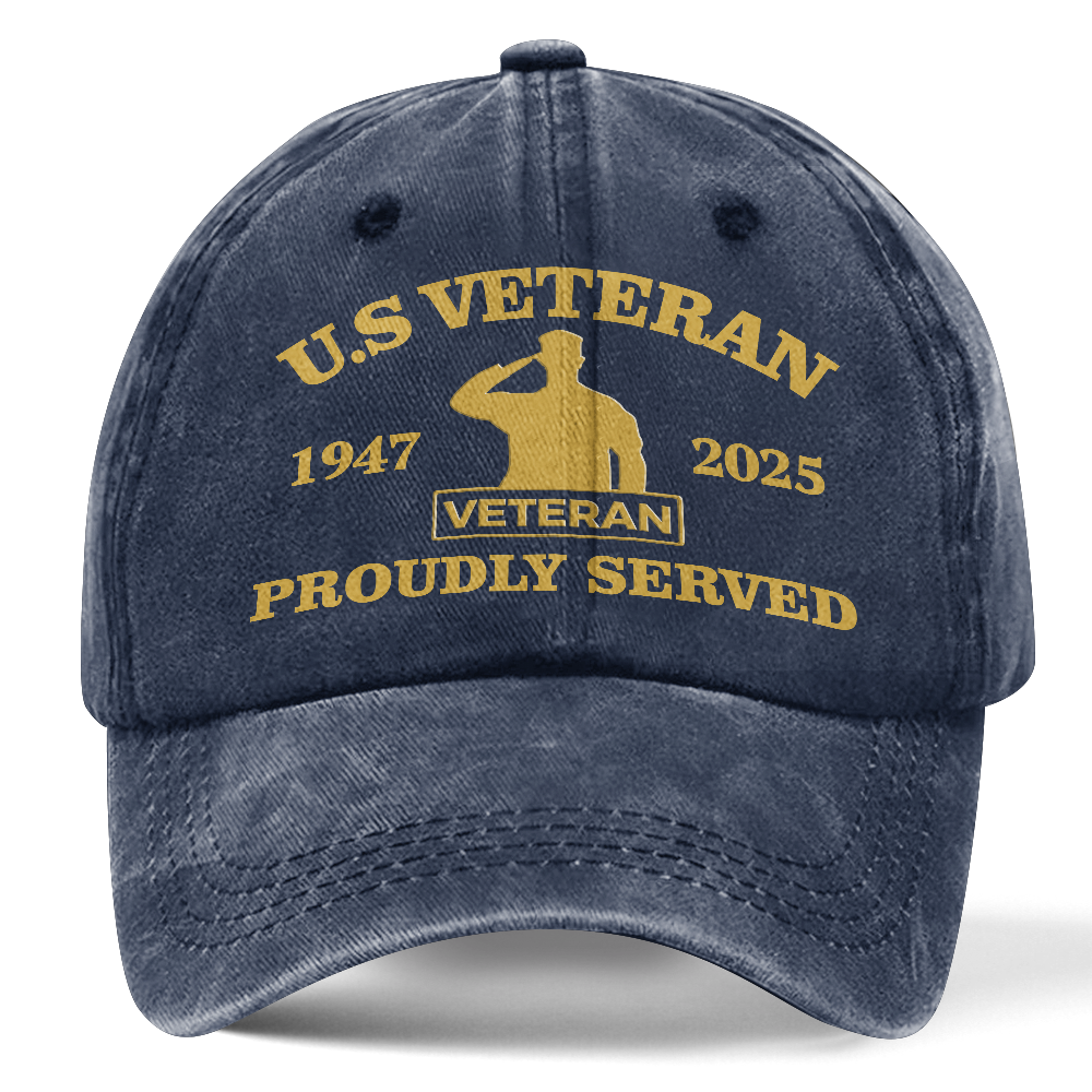 Personalizable Veteran Proudly Served Washed Cap