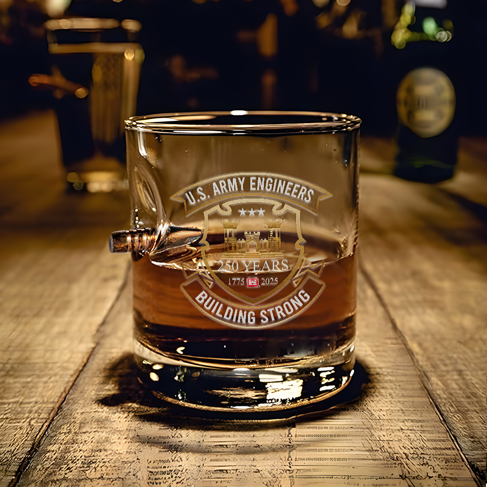 Army Engineer 250th Anniversary Bullet Whiskey Glass