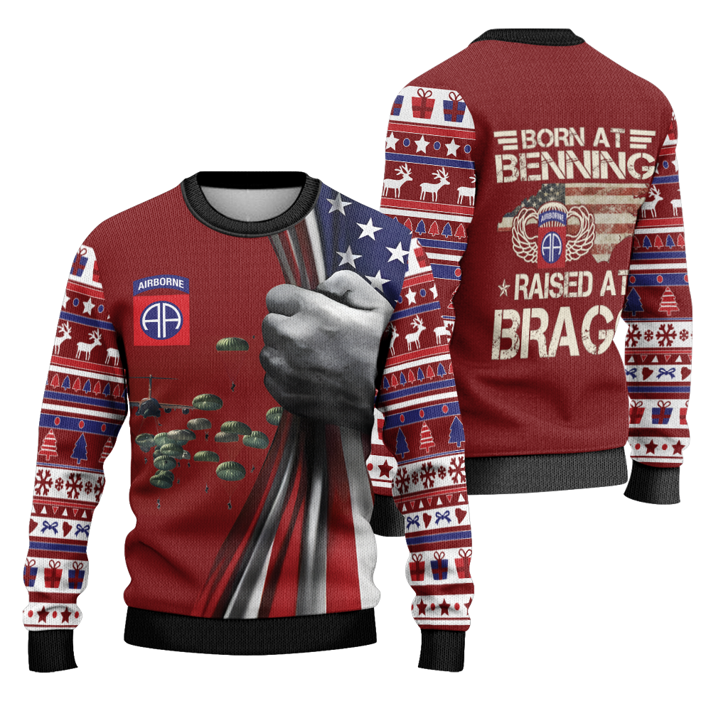 Born At Benning Raised At Bragg Knitted Sweatshirt