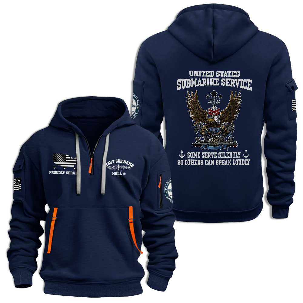 Personalizable Navy Submarines Silent Service Quarter Zip Hoodie