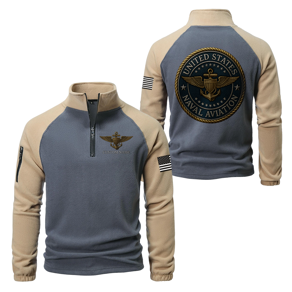 Personalizable Naval Aviation Half-Zip Raglan Sweatshirt