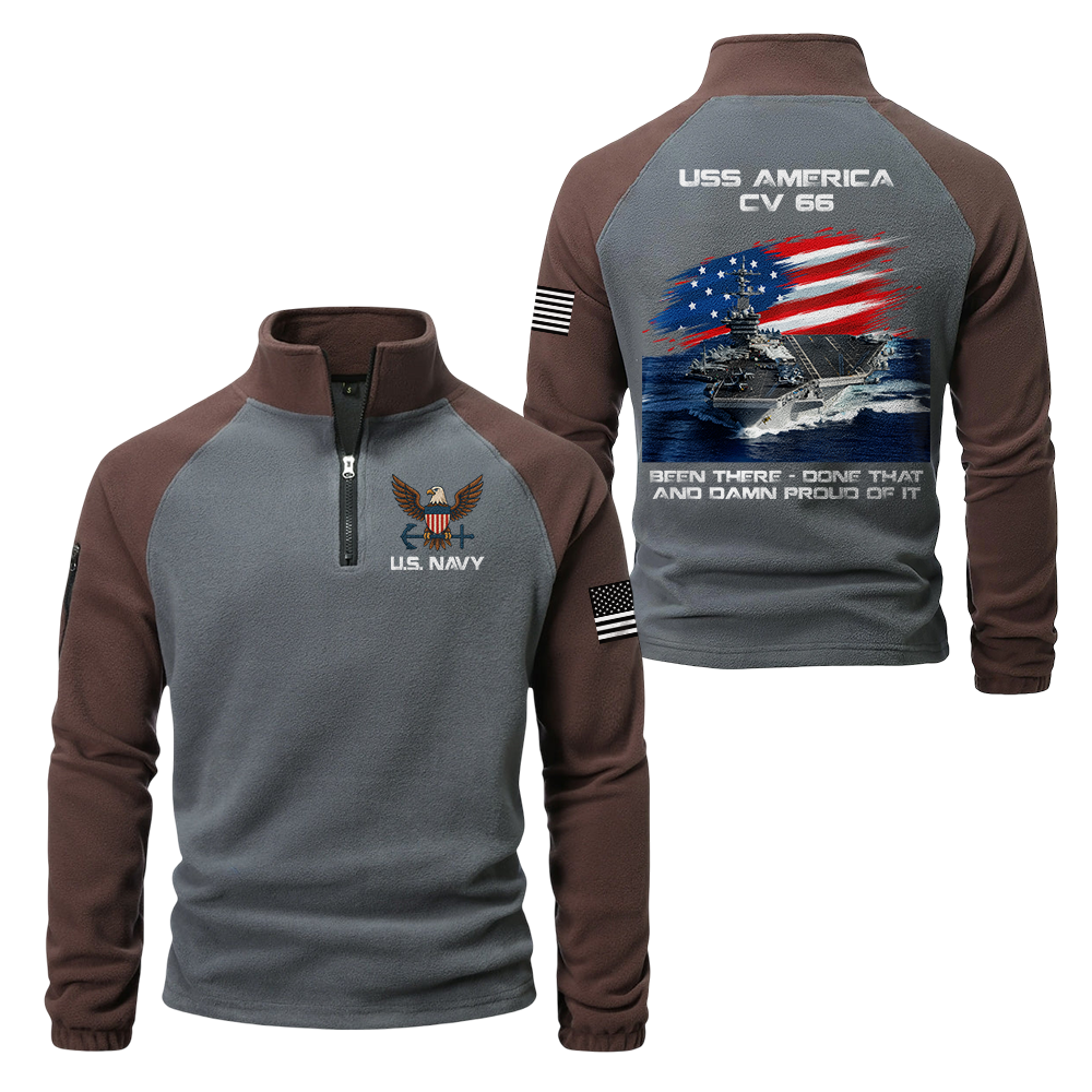 Personalizable Navy Ship Been There Done That Half-Zip Raglan Sweatshirt