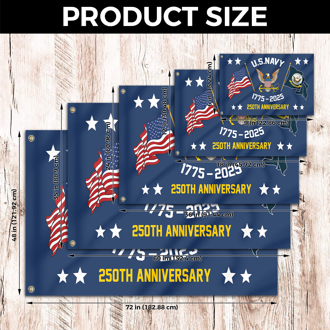 Navy 250th Anniversary House Flag