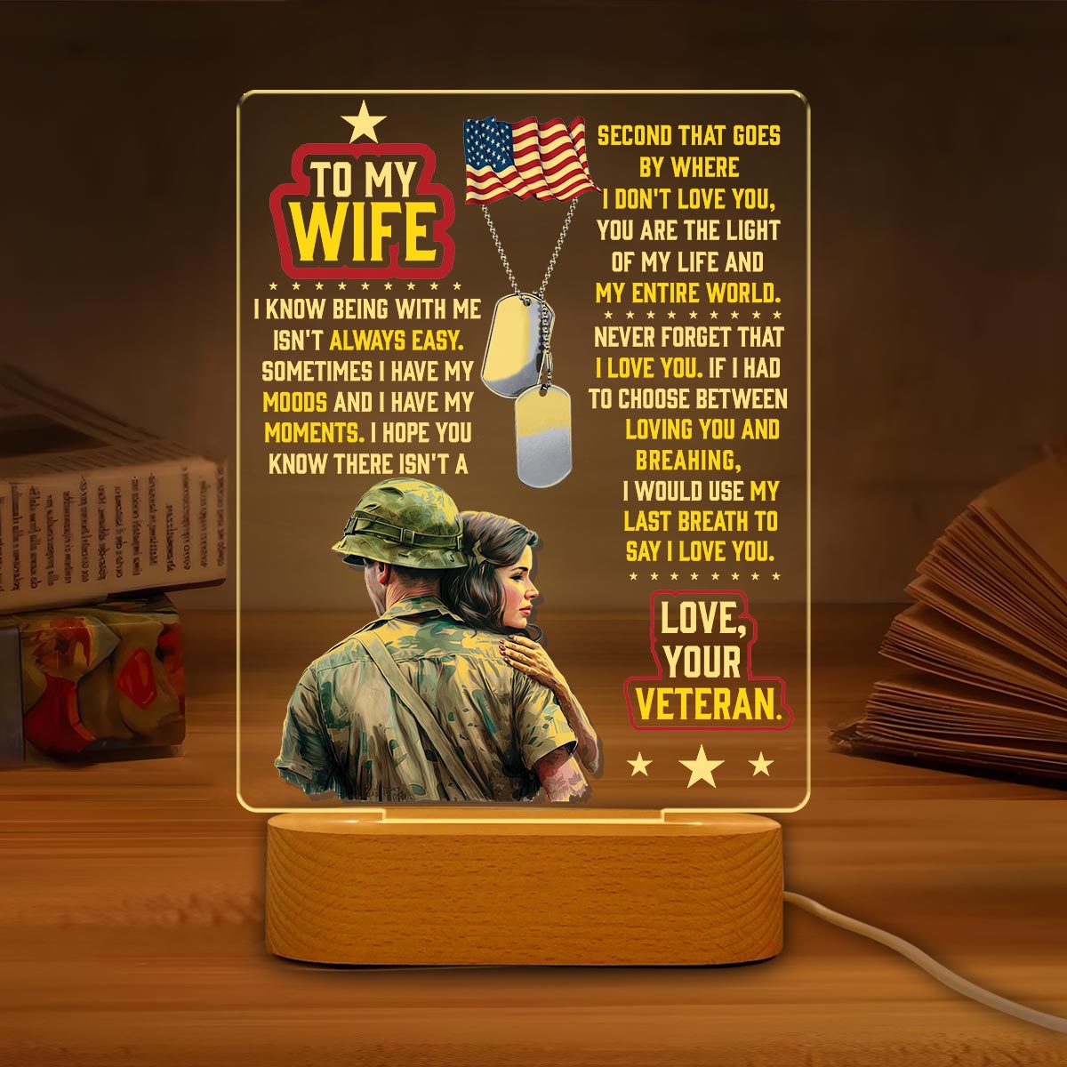 Veteran's Wife To My Wife - 3D LED LAMP