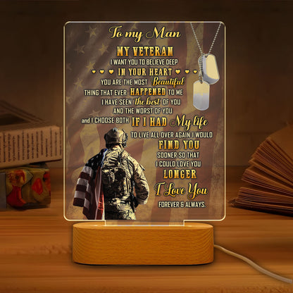 Veteran To My Man My Husband - 3D LED LAMP