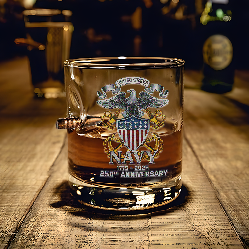 Navy 250th Anniversary Bullet Whiskey Glass