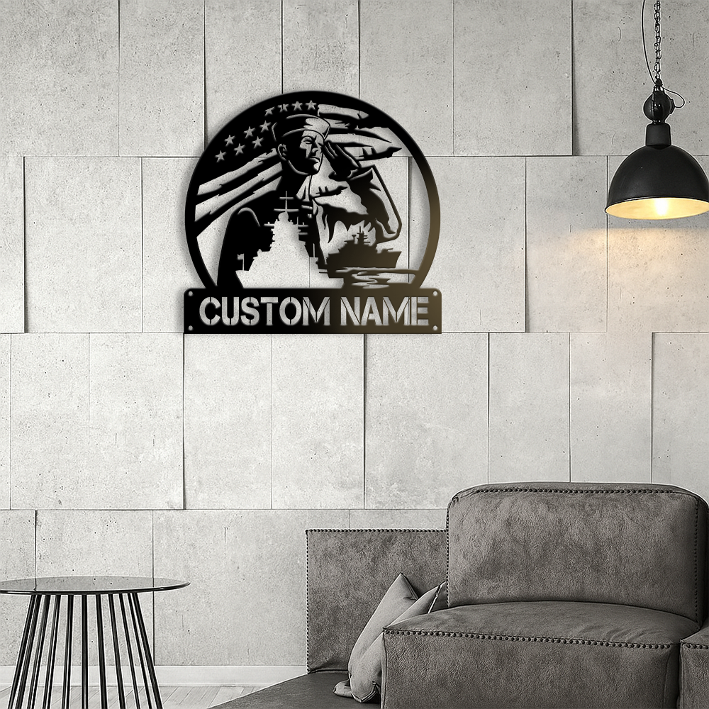 Personalized Navy Sailor Metal Sign Wall Art
