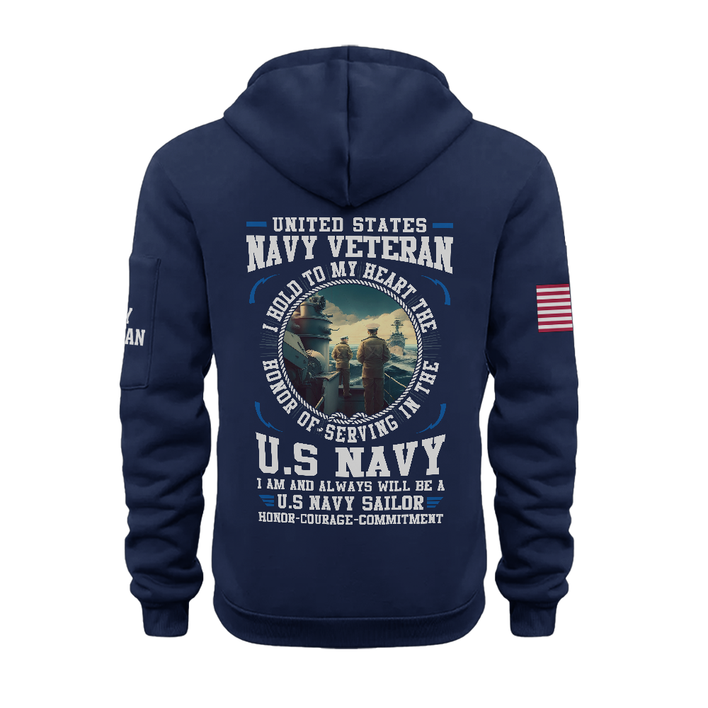 Navy Honor Commitment Zipper Pouch Quarter-Zip Hoodie