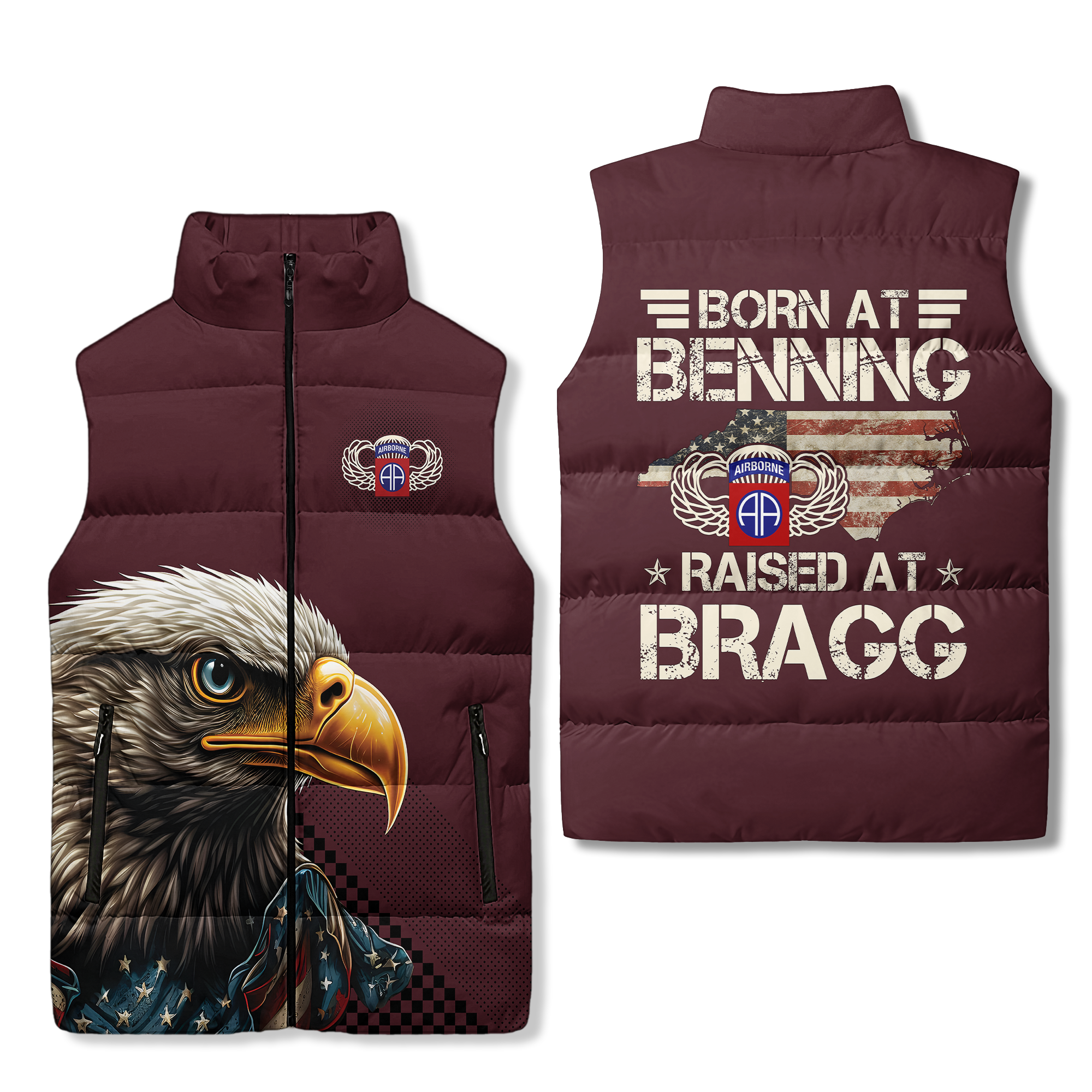 Born At Benning Raised At Bragg Puffer Vest