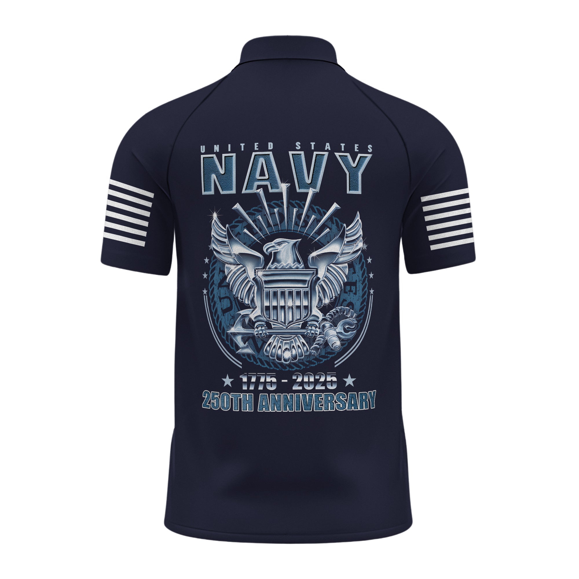 Navy 250th Anniversary Raglan Zip Polo Shirt
