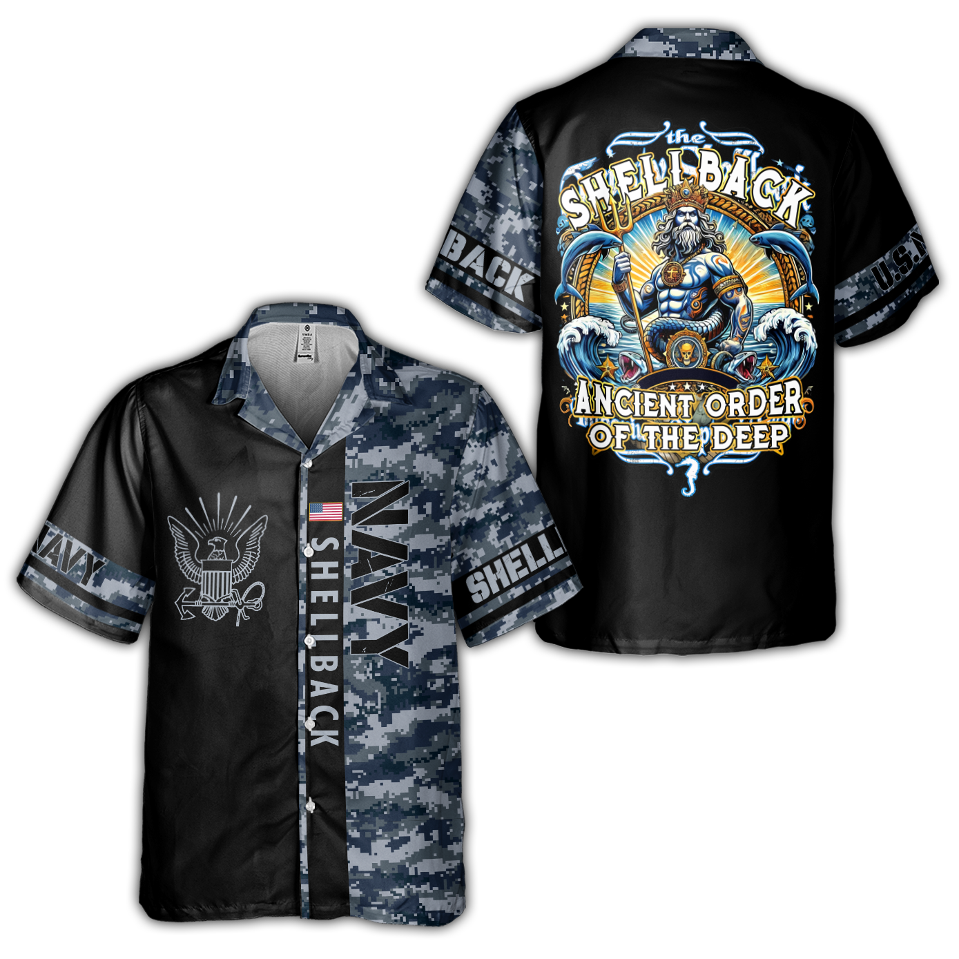 Shellback Ancient Order Of The Deep Cuban Shirt