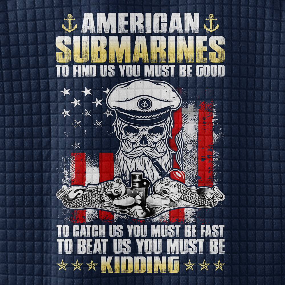 Navy Submarine Waffle Stand Collar Sweatshirt