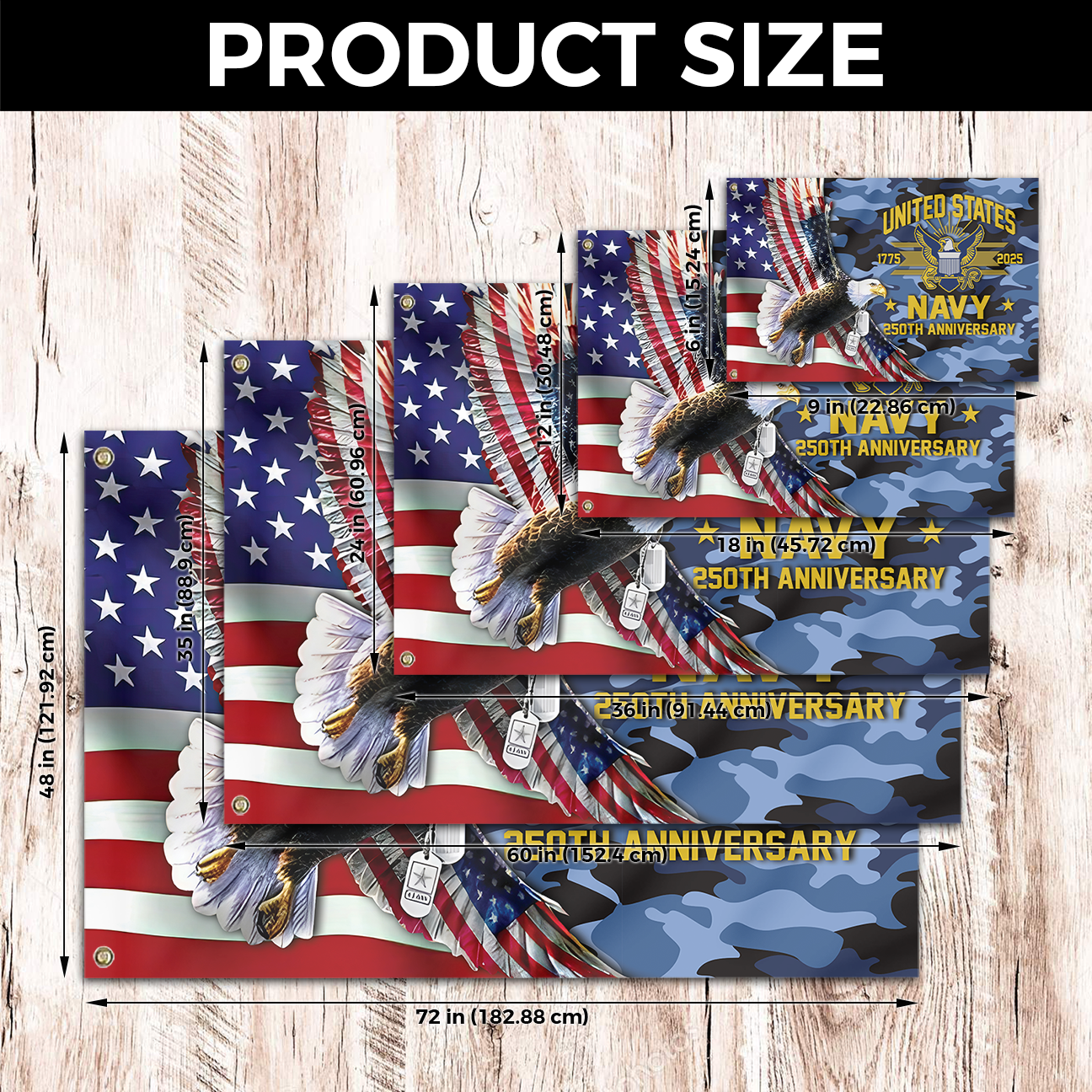 Navy 250th Anniversary House Flag