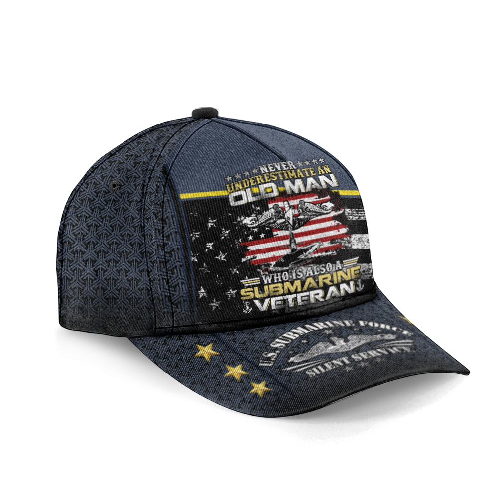 Never Underestimate An Old Man Navy Submarine Classic Cap