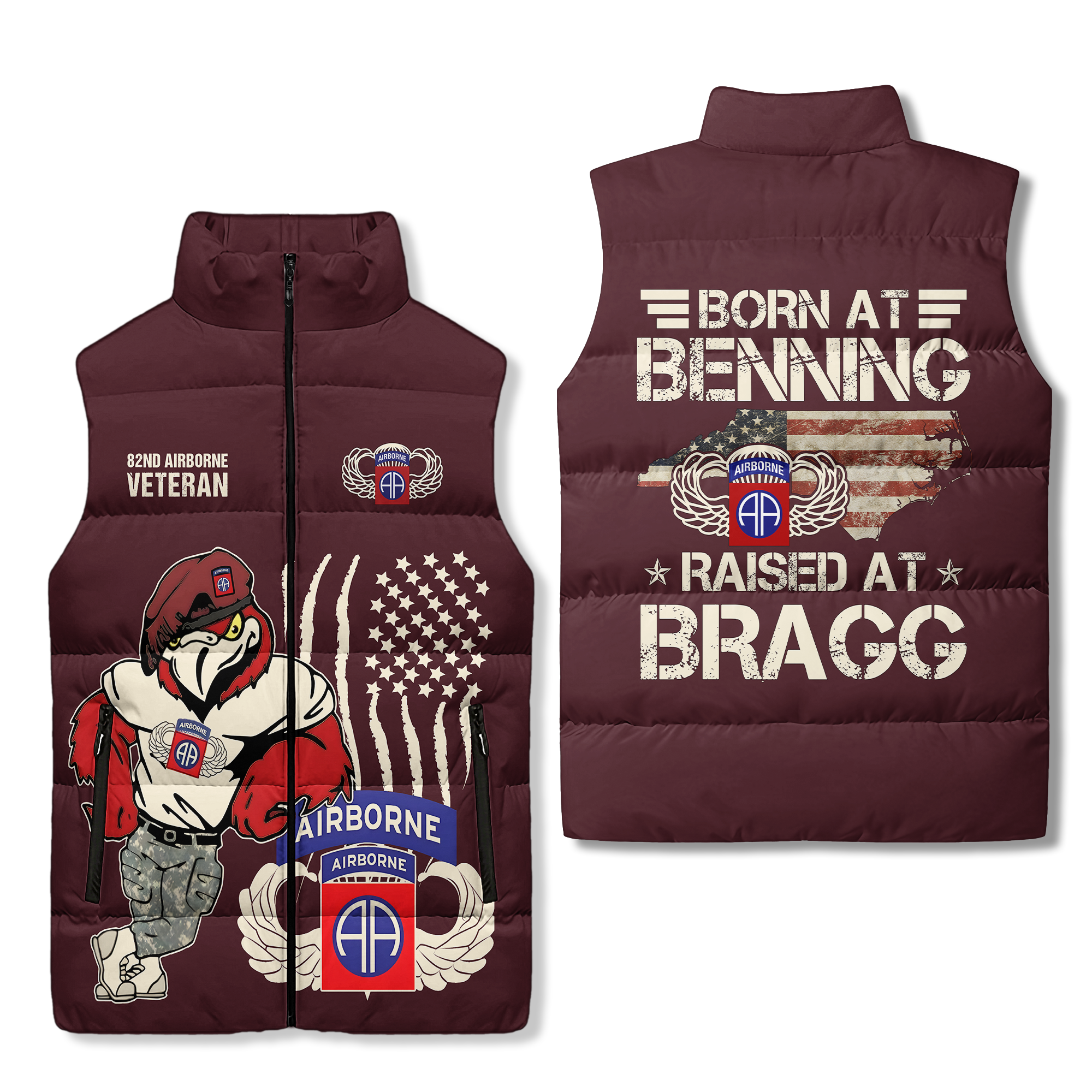 Born At Benning Raised At Bragg Puffer Vest