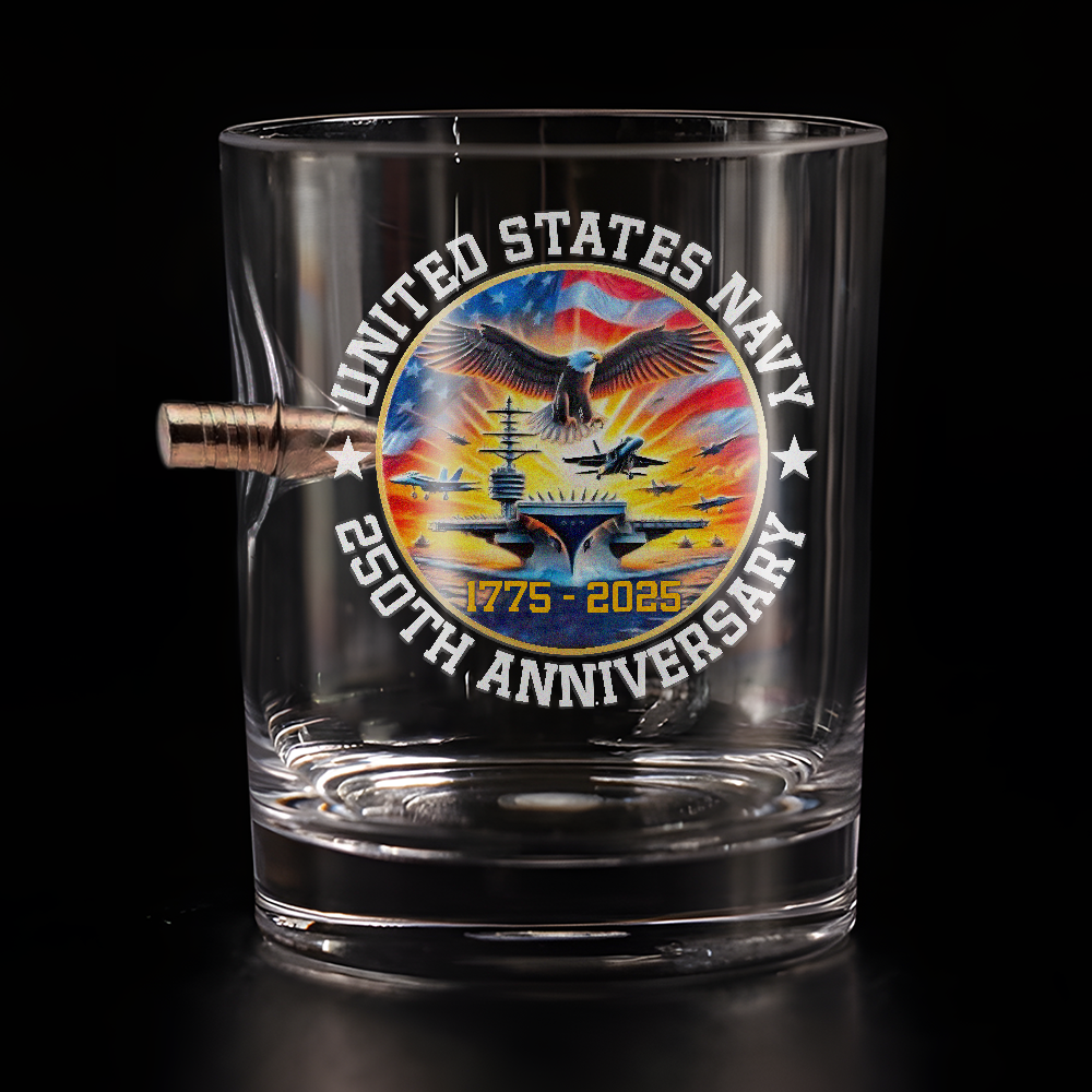 Navy 250th Anniversary Bullet Whiskey Glass