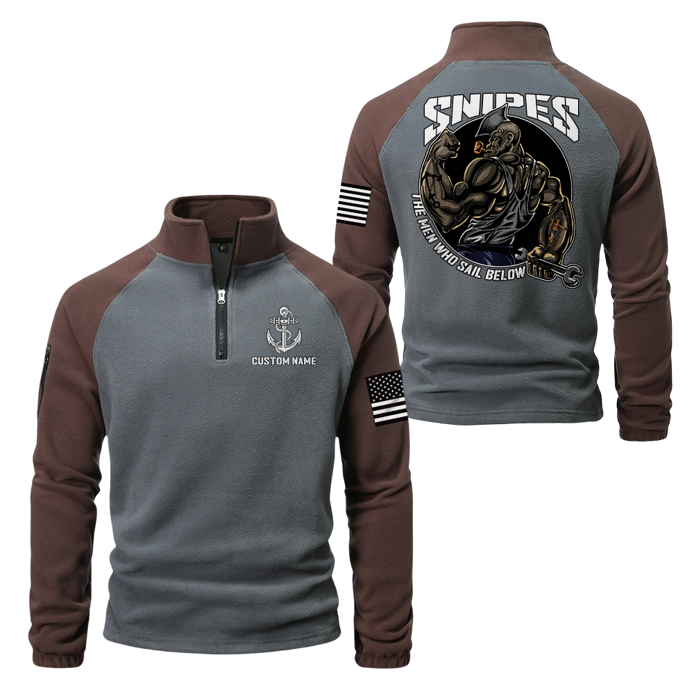 Personalizable Navy Snipes Half-Zip Raglan Sweatshirt