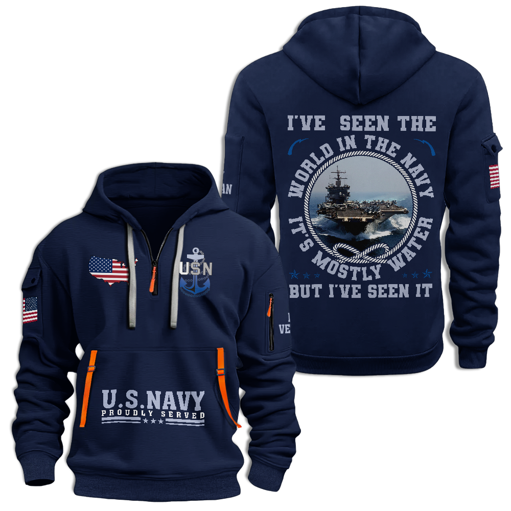 I've Seen The World In The Navy Quarter Zip Hoodie