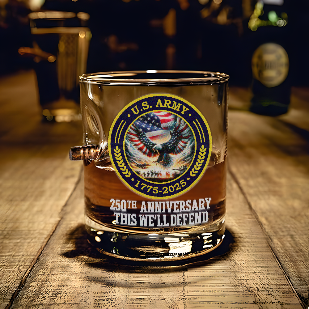 Army 250th Anniversary Bullet Whiskey Glass
