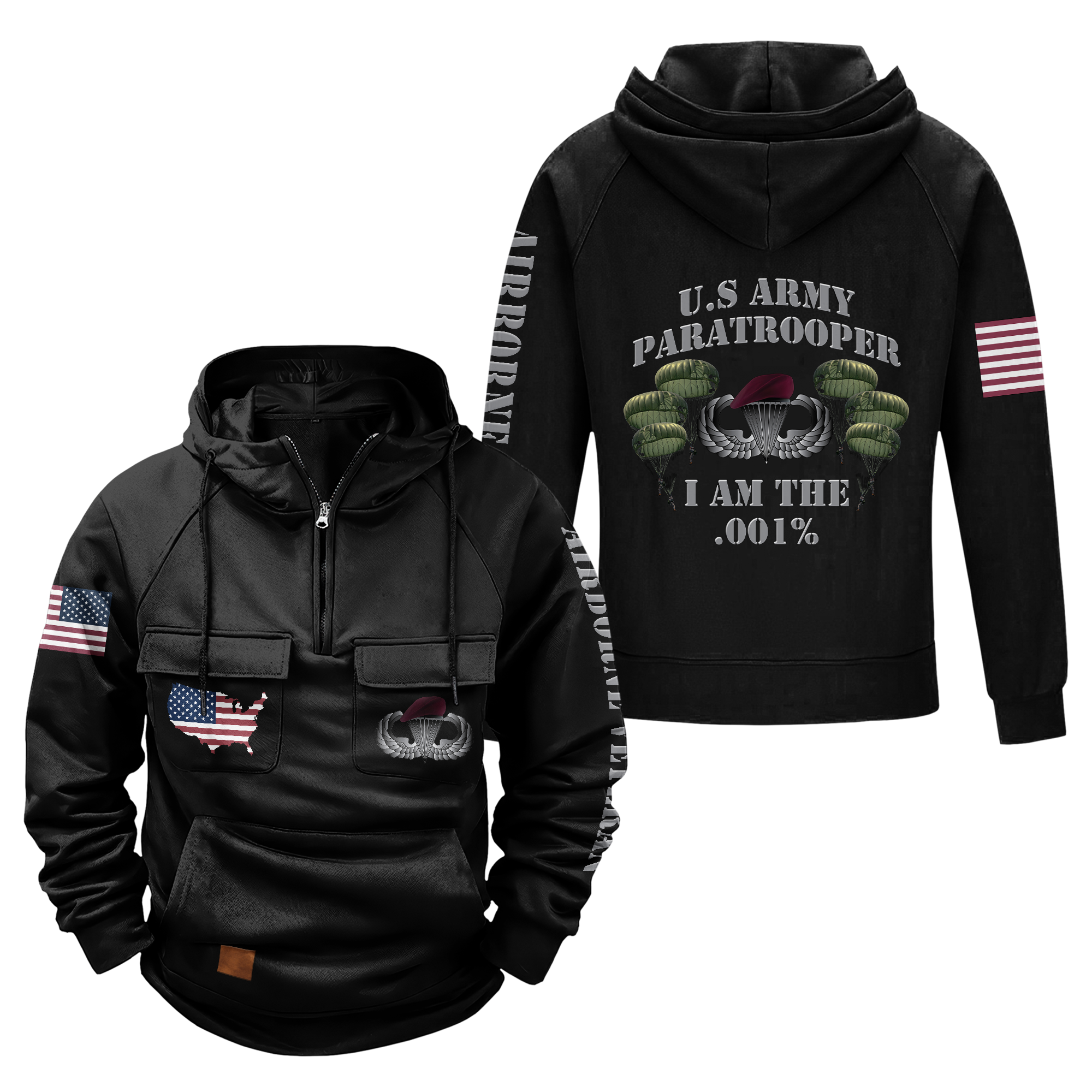 Paratrooper I Am The .001% Vintage Quarter Zip Hoodie