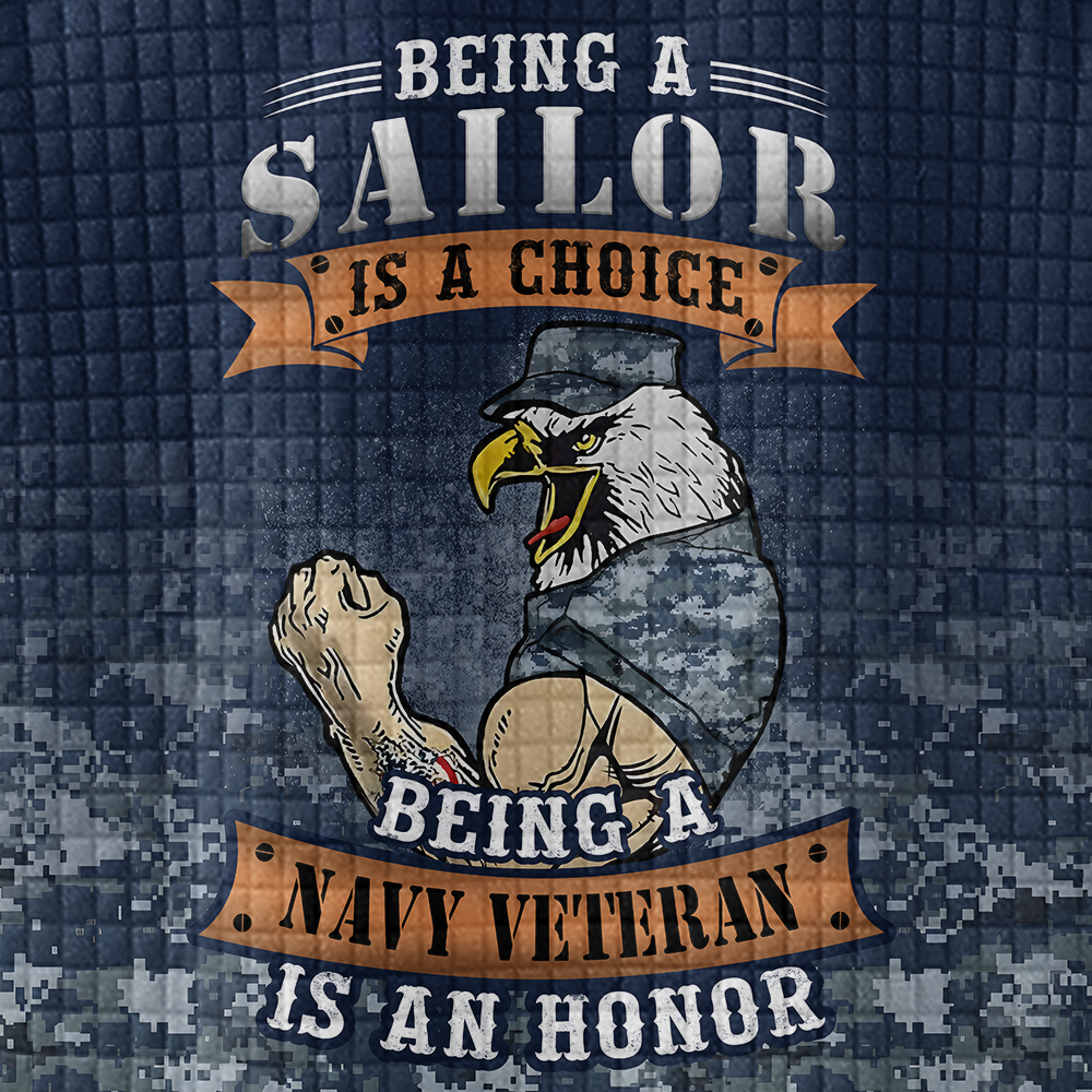 Personalizable Being A Navy Veteran Is An Honor Waffle Stand Collar Sweatshirt