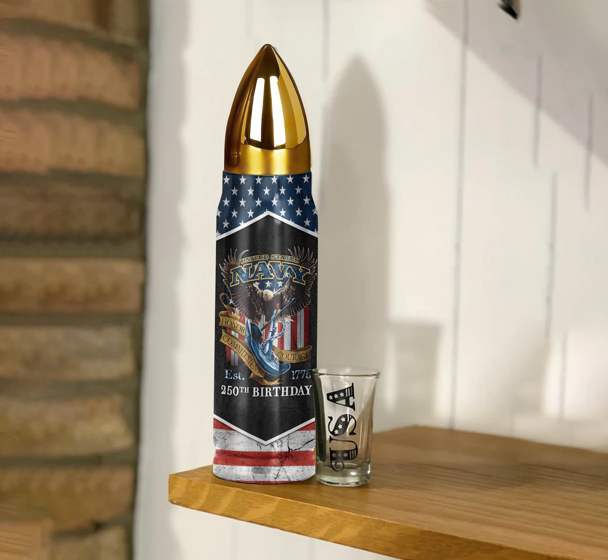 Navy 250th Anniversary Bullet Tumbler
