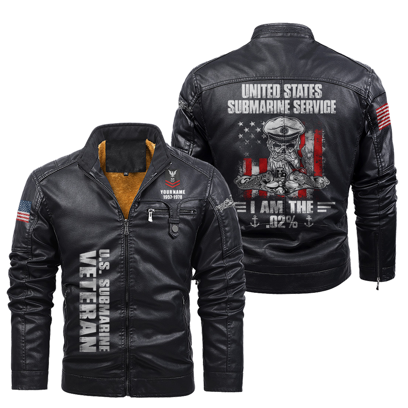 Personalizable Navy Submarine Leather Jacket