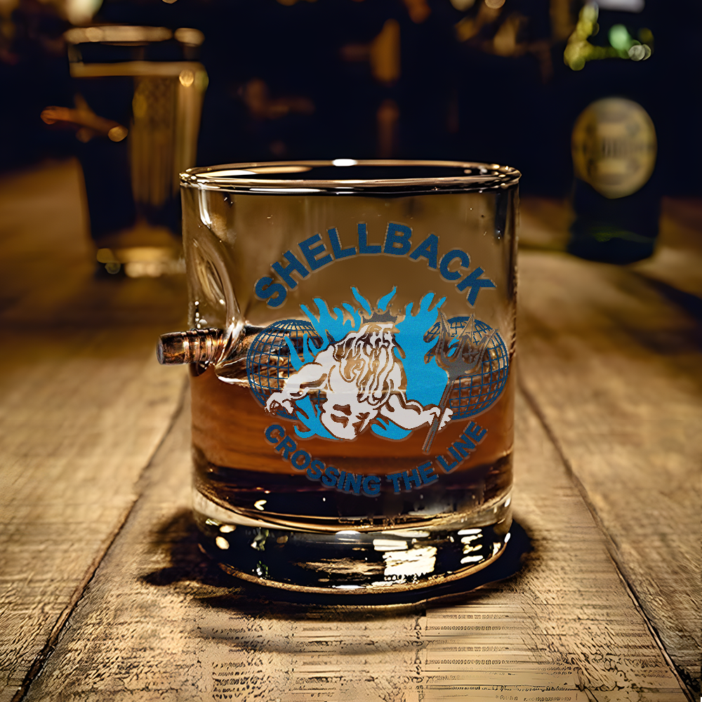 Shellback Crossing the Line Bullet Whiskey Glass