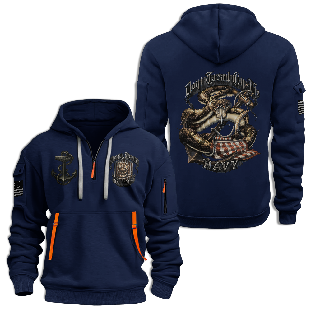Navy Don't Tread On Me Quarter Zip Hoodie