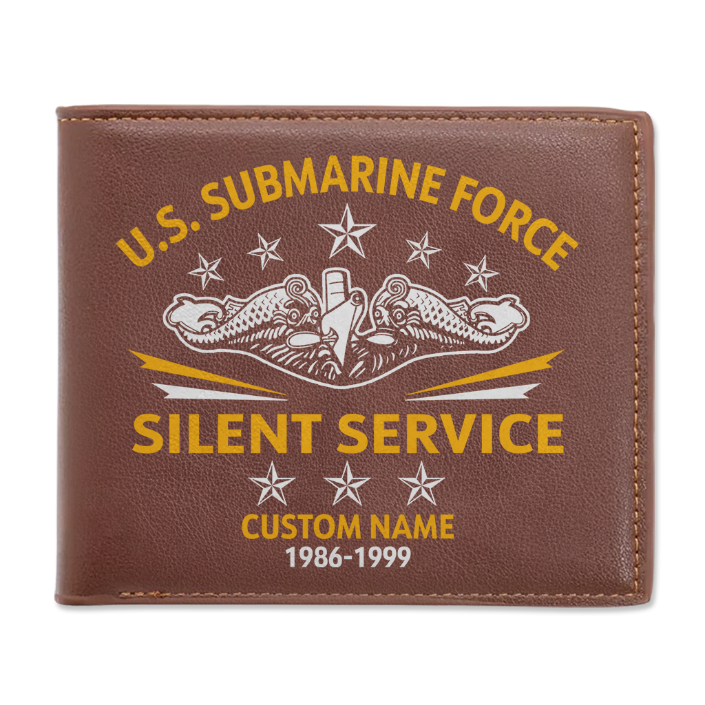 Personalizable Submarine Force Silent Service Leather Wallet