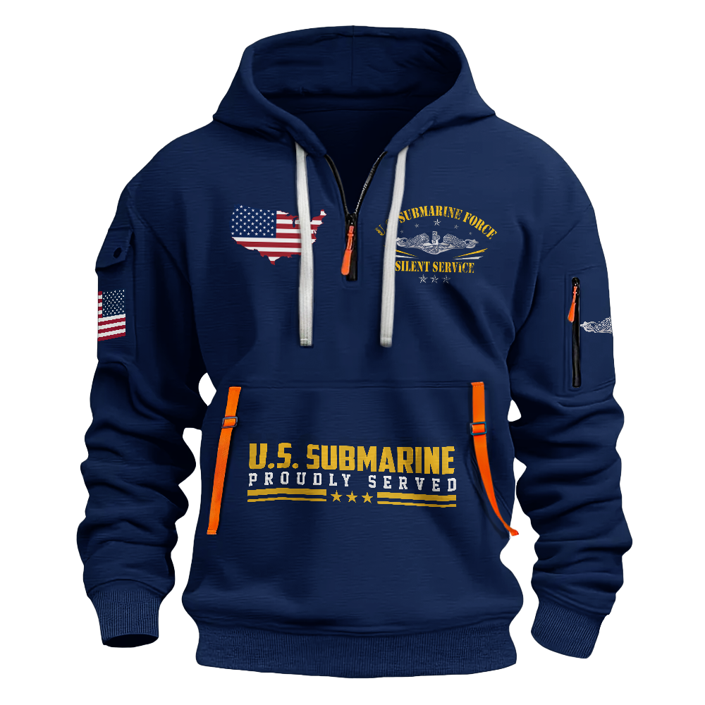 Navy Submarines There's No Reason To Thank Us Quarter Zip Hoodie