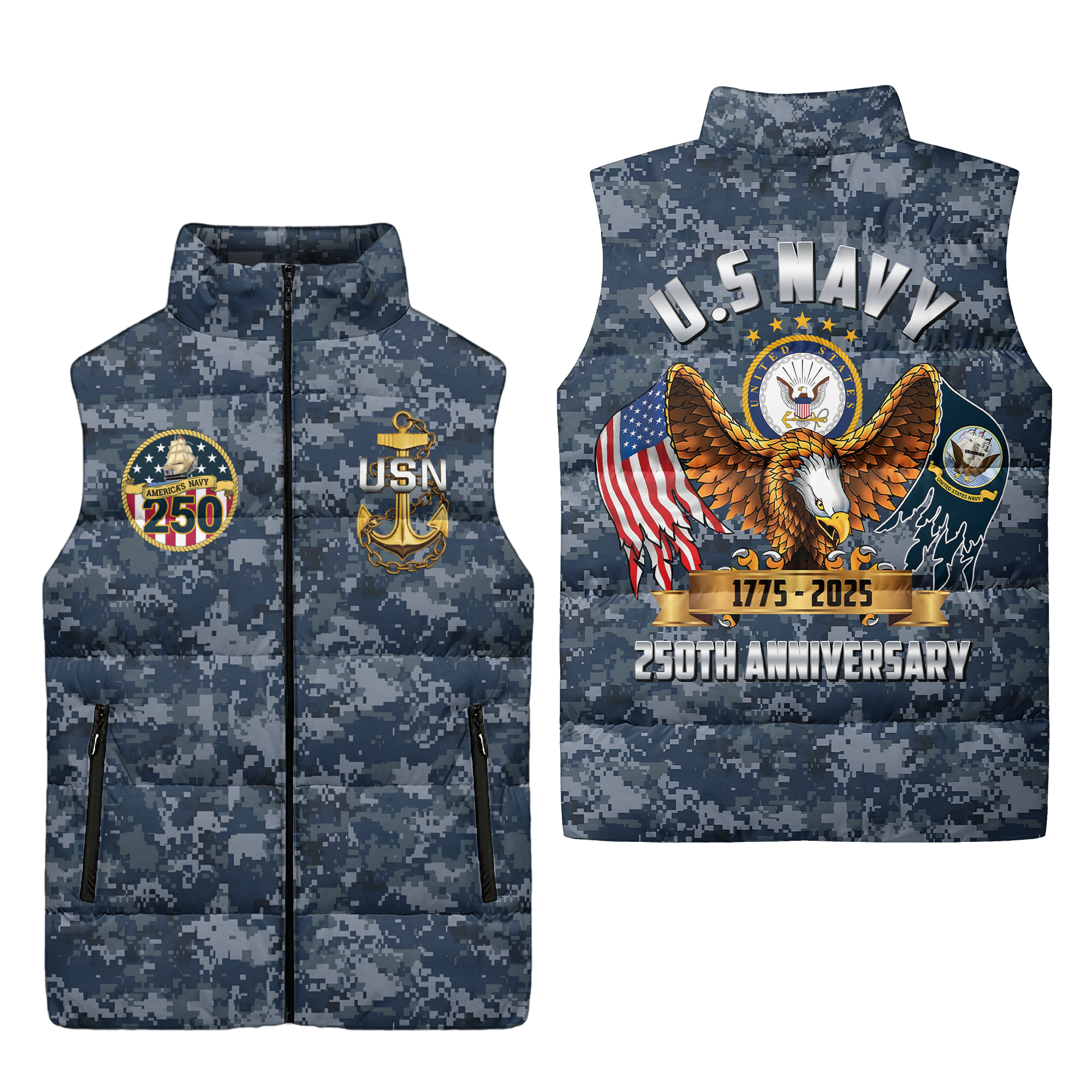 Navy 250th Anniversary Puffer Vest