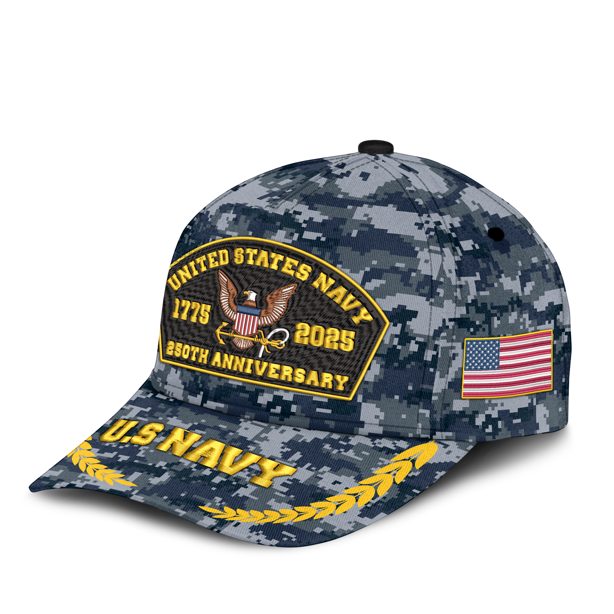 Navy 250th Anniversary Embroidered & Printed Cap