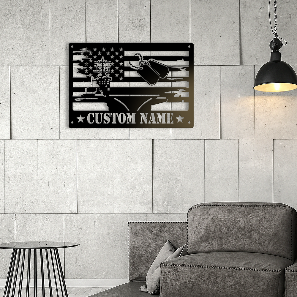 Personalized Navy Ship Aircraft Carrier Metal Sign Wall Art