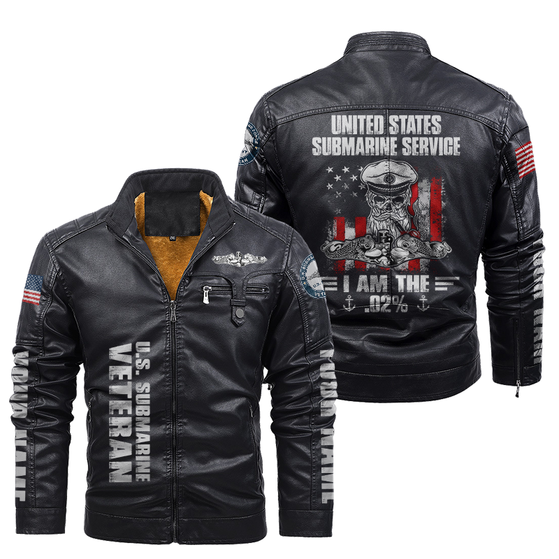 Personalizable Navy Submarine I am The .02% Leather Jacket
