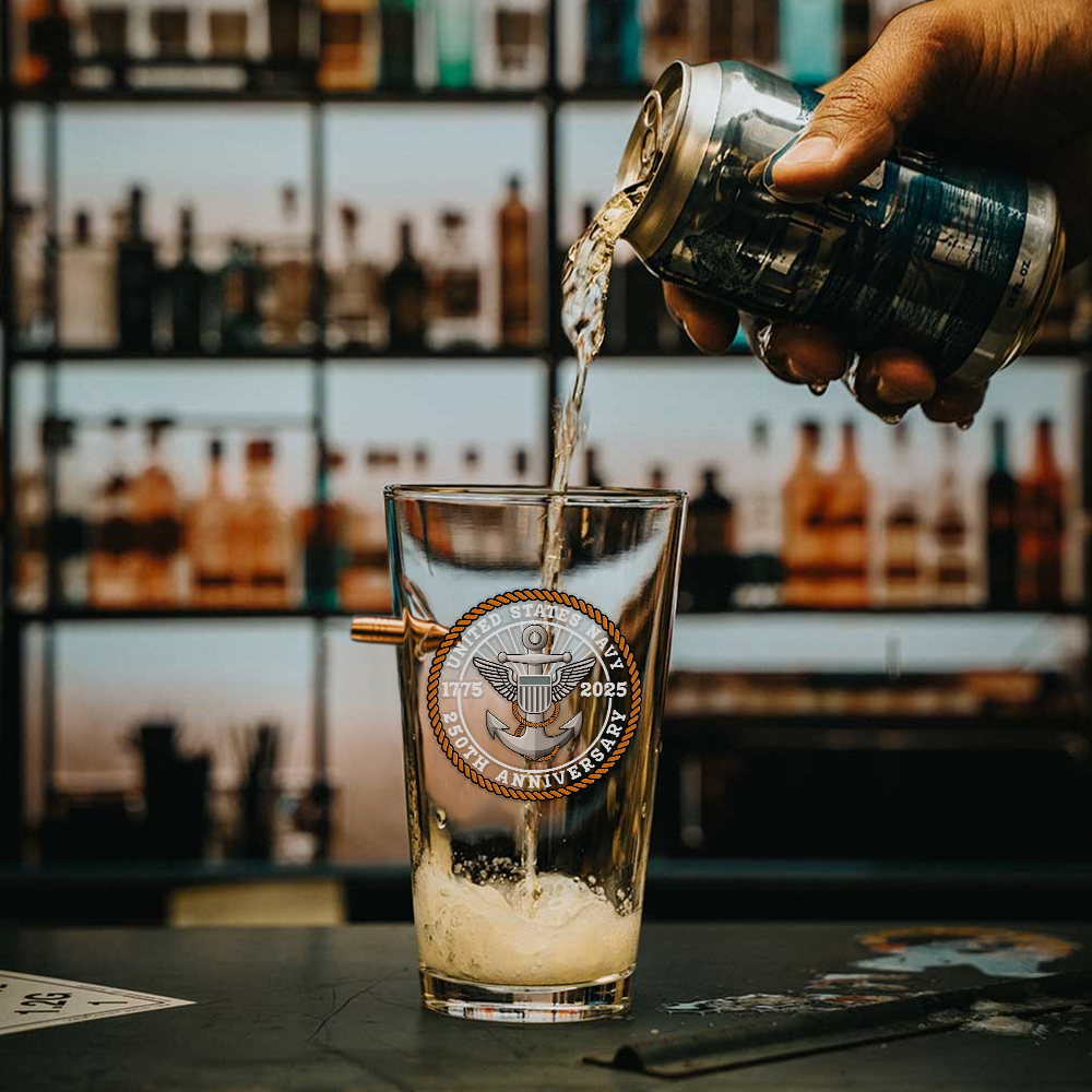 Navy 250th Anniversary Bullet Pint Glass